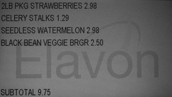 scrolling receipt screen, default font